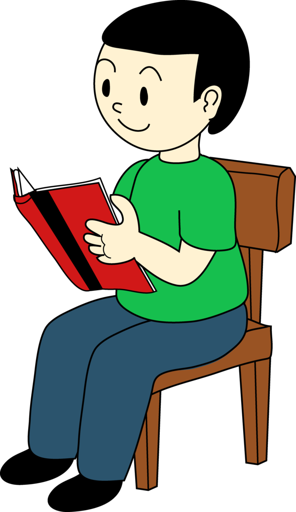 Free Reading Sitting Male Boy Clipart Clipart Transparent Background