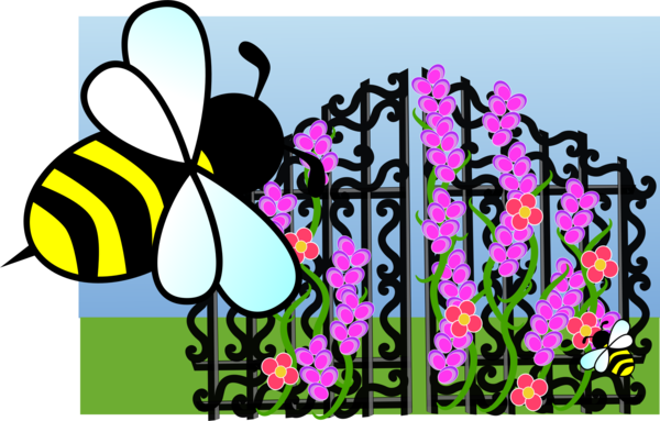 Free Bee Flower Butterfly Flora Clipart Clipart Transparent Background