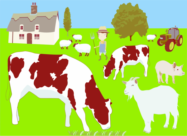 Free Cow Dairy Cow Grass Livestock Clipart Clipart Transparent Background