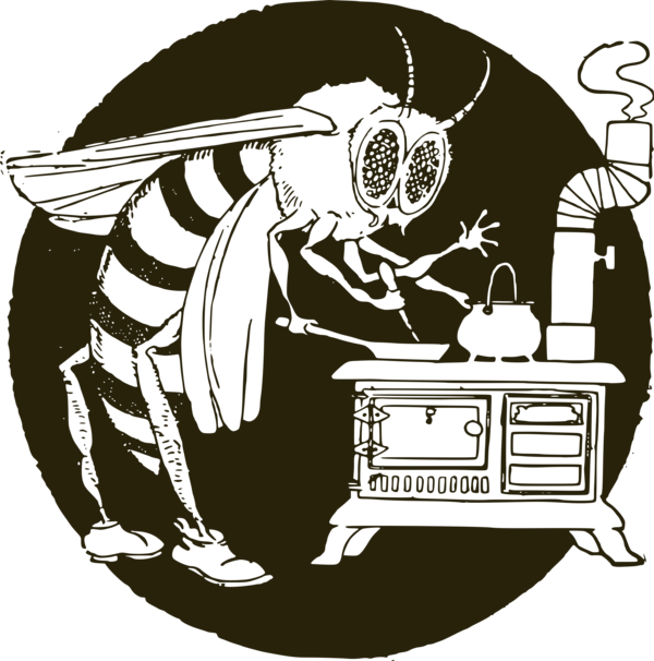 Free Bee Black And White Cartoon Technology Clipart Clipart Transparent Background