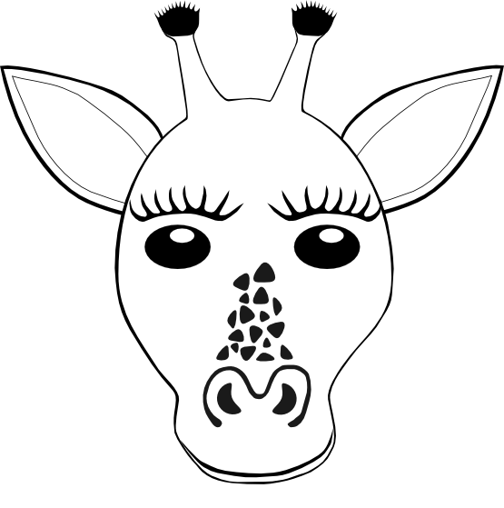 Free Giraffe Face Line Art Black And White Clipart Clipart Transparent Background
