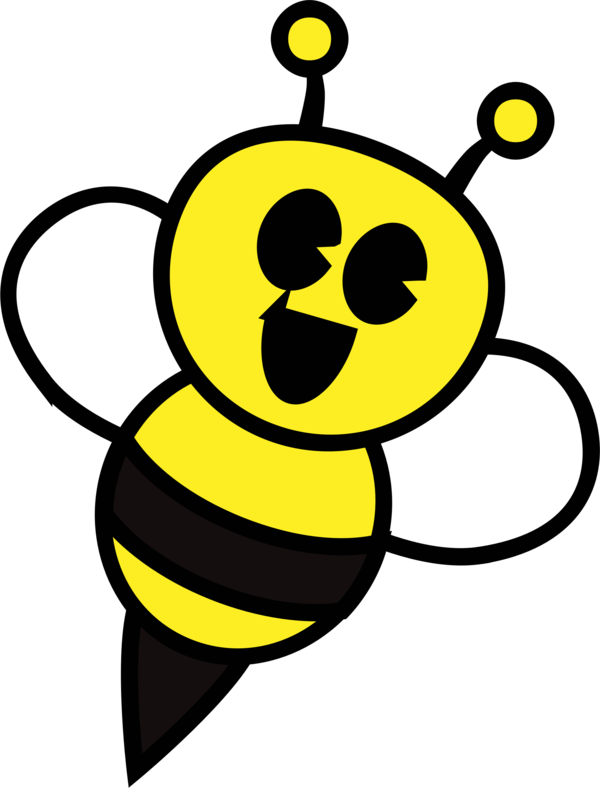 Free Bee Black And White Honey Bee Smiley Clipart Clipart Transparent Background