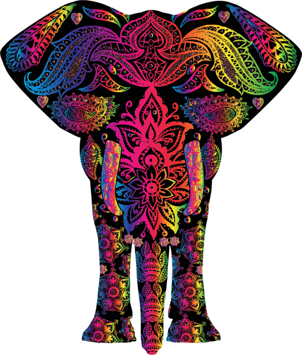 Free Elephant Psychedelic Art Magenta Clipart Clipart Transparent Background