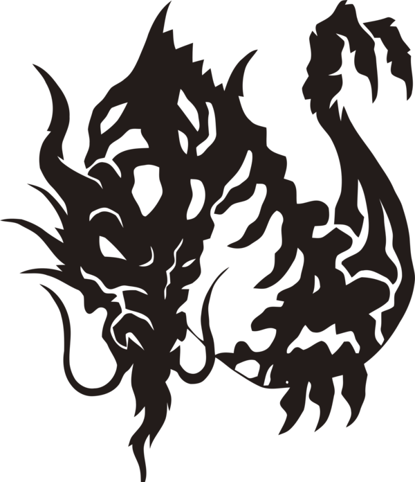 Free Dragon Black And White Head Leaf Clipart Clipart Transparent Background