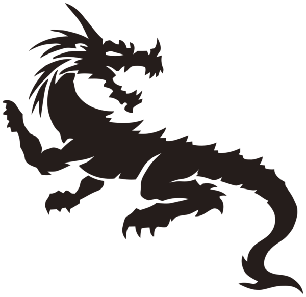 Free Cat Black And White Silhouette Dragon Clipart Clipart Transparent Background