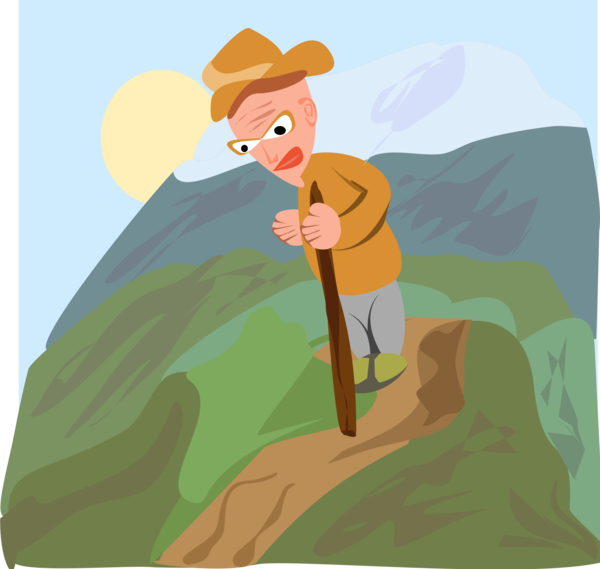 Free Hiking Cartoon Male Grass Clipart Clipart Transparent Background