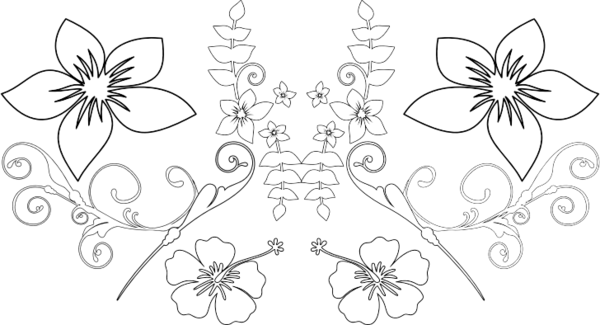Free Butterfly Flower Line Art Black And White Clipart Clipart Transparent Background