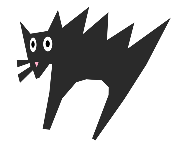 Free Bat Cat Cartoon Black And White Clipart Clipart Transparent Background