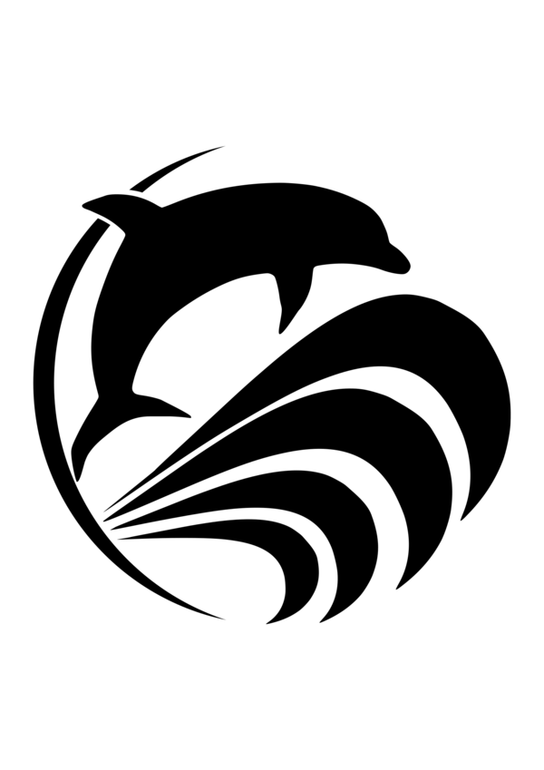 Free Dolphin Black And White Line Symbol Clipart Clipart Transparent Background
