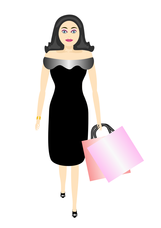 Free Shopping Dress Fashion Model Black Hair Clipart Clipart Transparent Background