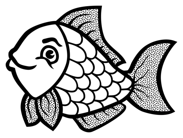Free Bird Black And White Line Art Fish Clipart Clipart Transparent Background