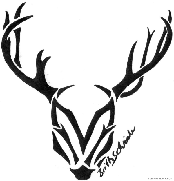 Free Deer Black And White Antler Horn Clipart Clipart Transparent Background