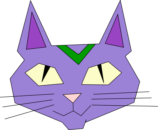Free Cat Violet Cartoon Line Clipart Clipart Transparent Background