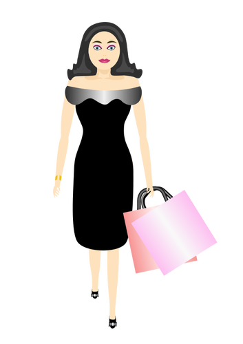 Free Shopping Dress Black Hair Fashion Model Clipart Clipart Transparent Background