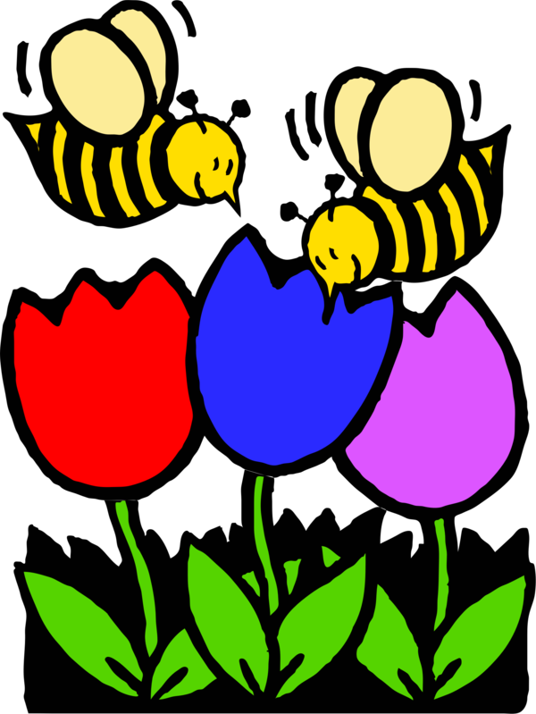 Free Bee Flower Plant Flora Clipart Clipart Transparent Background