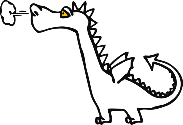 Free Dragon Black And White Cartoon Line Art Clipart Clipart Transparent Background