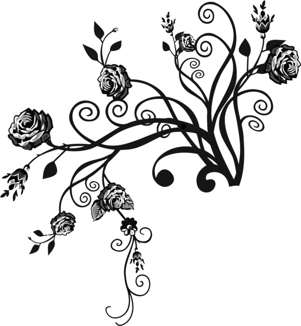 Free Butterfly Flower Black And White Flora Clipart Clipart Transparent Background