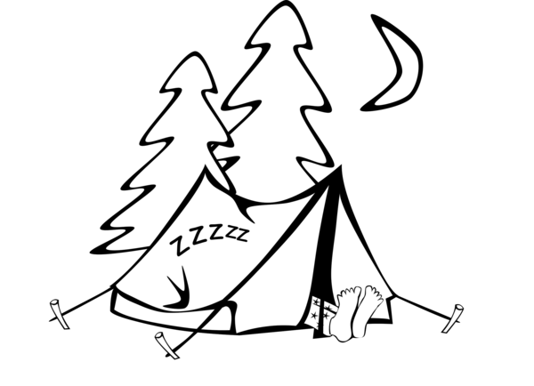 Free Camping Black And White Line Art Text Clipart Clipart Transparent Background