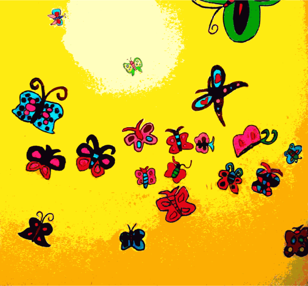 Free Bee Butterfly Flower Cartoon Clipart Clipart Transparent Background