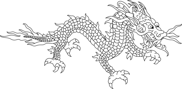 Free Dragon Line Art Black And White Line Clipart Clipart Transparent Background