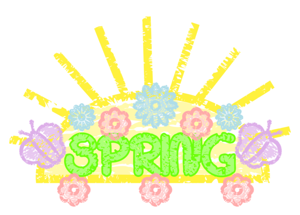 Free Spring Text Flower Line Clipart Clipart Transparent Background