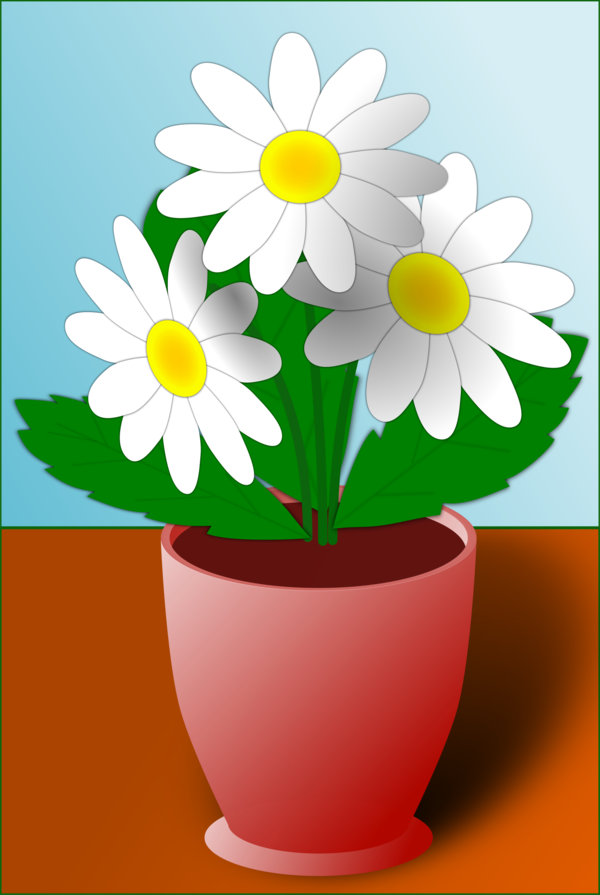 Free Daisy Flower Flowerpot Plant Clipart Clipart Transparent Background