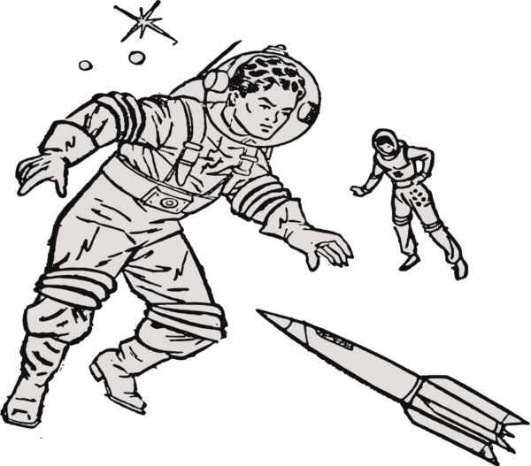 Free Astronaut Line Art Black And White Joint Clipart Clipart Transparent Background
