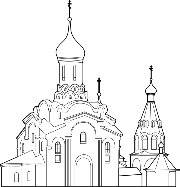 Free Church Line Art Black And White Medieval Architecture Clipart Clipart Transparent Background