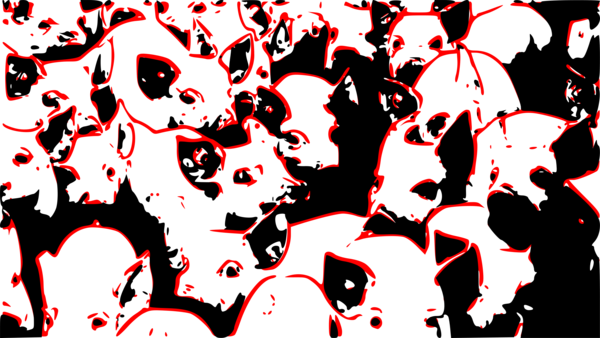 Free Pig Text Visual Arts Crowd Clipart Clipart Transparent Background