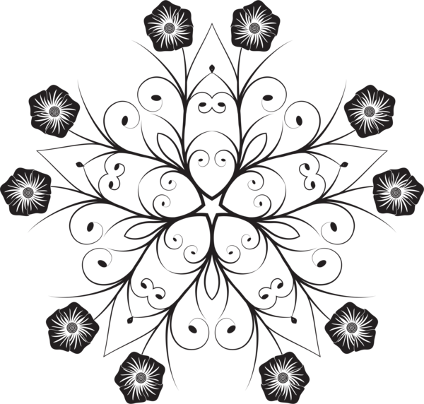 Free Leaf Black And White Flora Flower Clipart Clipart Transparent Background