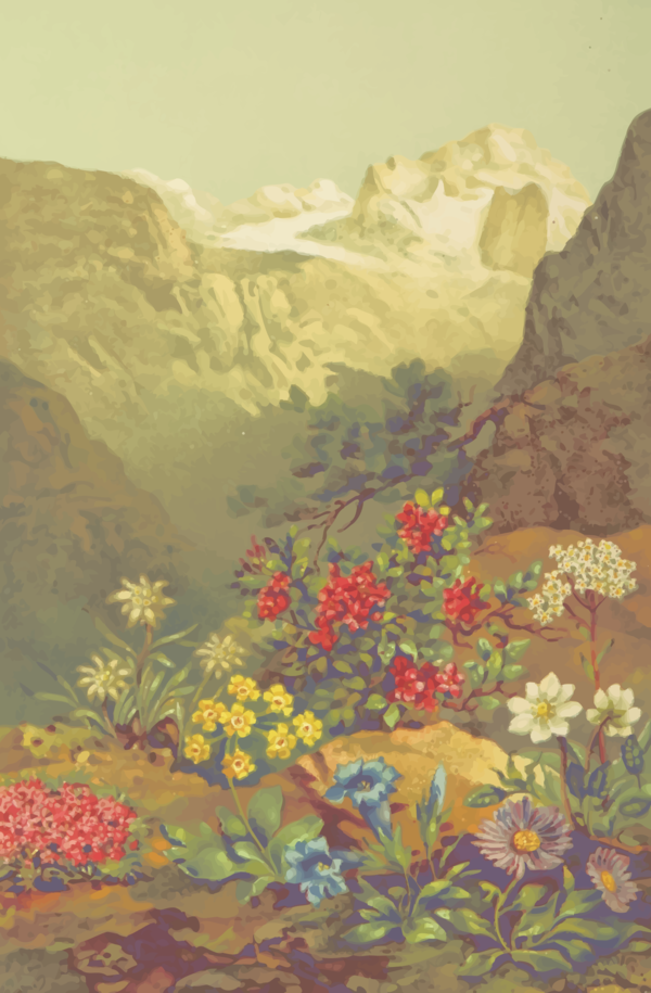 Free Landscape Flower Painting Flora Clipart Clipart Transparent Background