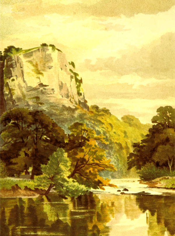 Free Landscape Painting Watercolor Paint Bank Clipart Clipart Transparent Background