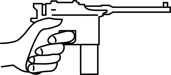 Free Gun Black And White Text Hand Clipart Clipart Transparent Background
