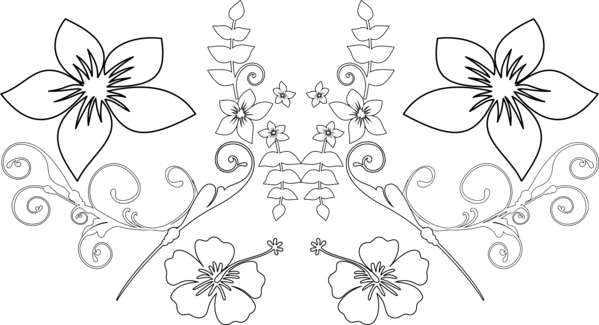 Free Leaf Flower Flora Black And White Clipart Clipart Transparent Background