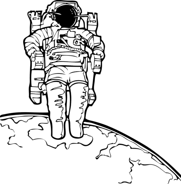 Free Astronaut Line Art Black And White Head Clipart Clipart Transparent Background