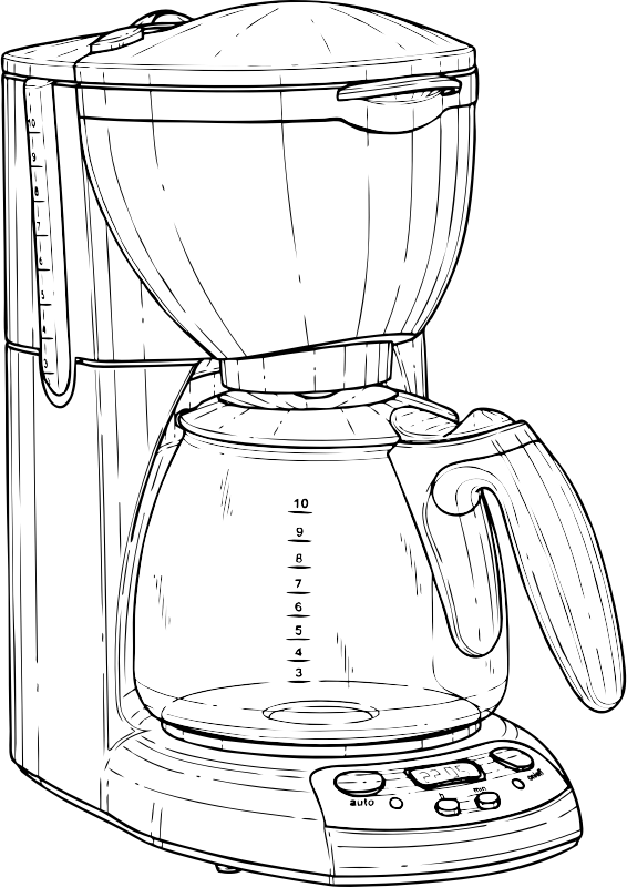 Free Coffee Line Art Black And White Drawing Clipart Clipart Transparent Background