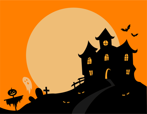 Free House Cartoon Halloween Silhouette Clipart Clipart Transparent Background