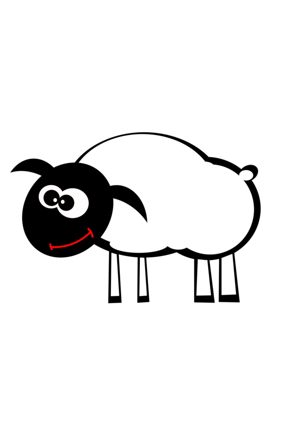 Free Sheep Black And White Cartoon Line Clipart Clipart Transparent Background