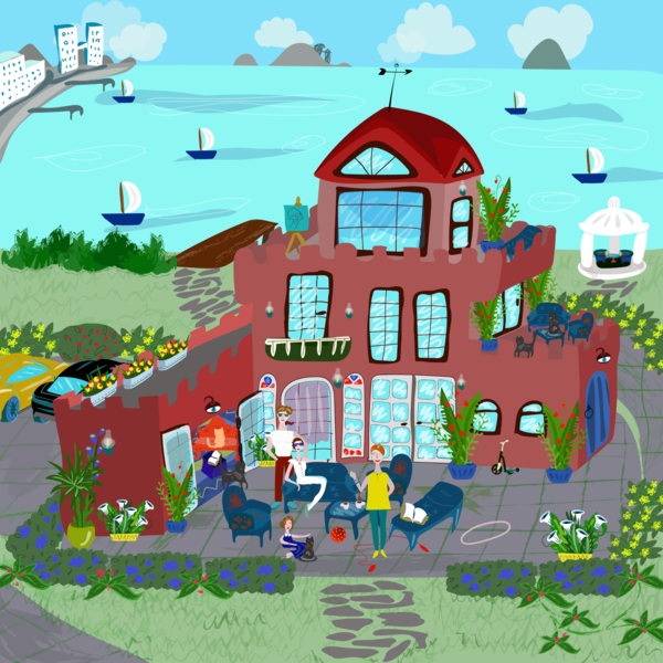 Free House Residential Area Cartoon House Clipart Clipart Transparent Background