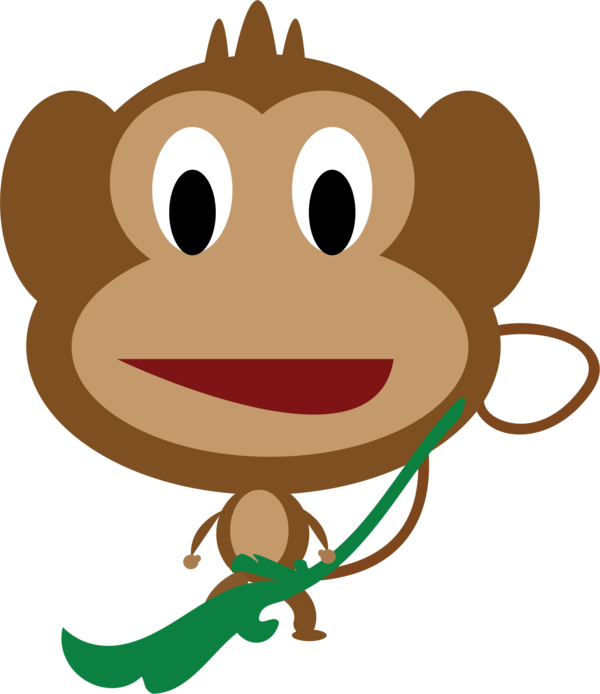 Free Monkey Head Smile Line Clipart Clipart Transparent Background