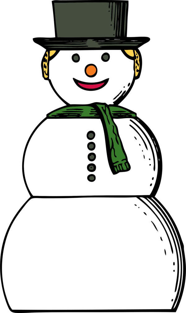 Free Winter Snowman Line Clipart Clipart Transparent Background