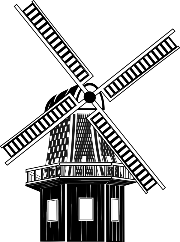 Free Wind Black And White Landmark Structure Clipart Clipart Transparent Background