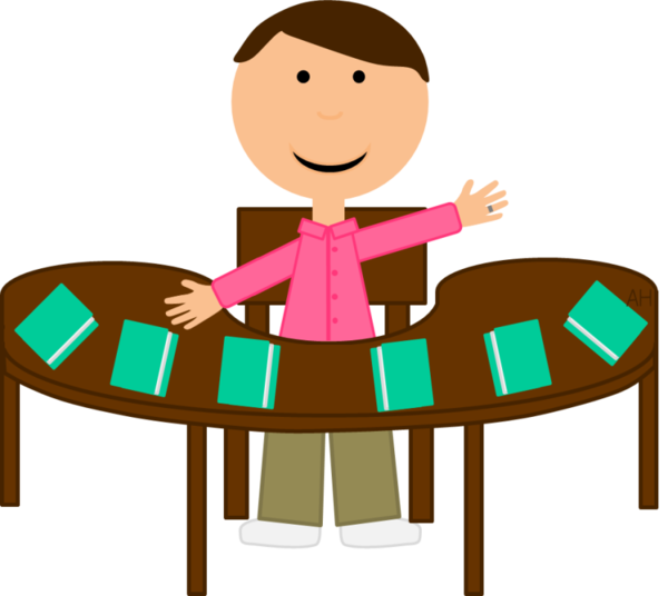 Free Teacher Male Sitting Table Clipart Clipart Transparent Background