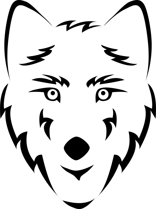 Free Wolf Face Line Art Black And White Clipart Clipart Transparent Background