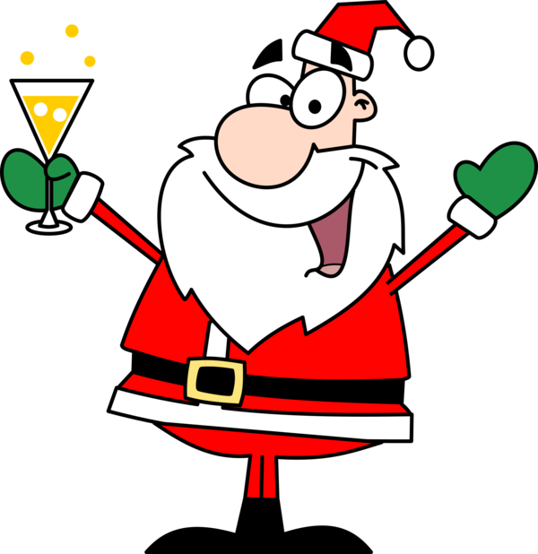 Free Wine Santa Claus Christmas Line Clipart Clipart Transparent Background