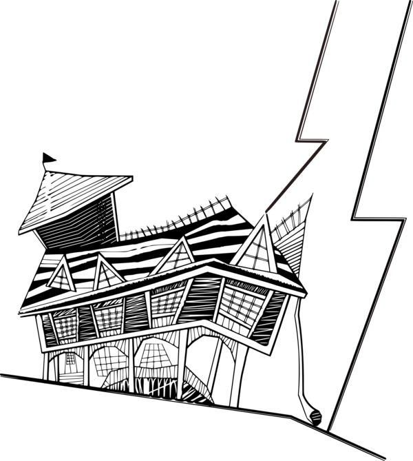 Free House Black And White Structure Line Clipart Clipart Transparent Background