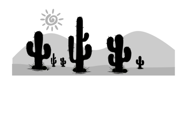 Free Cactus Text Black And White Silhouette Clipart Clipart Transparent Background