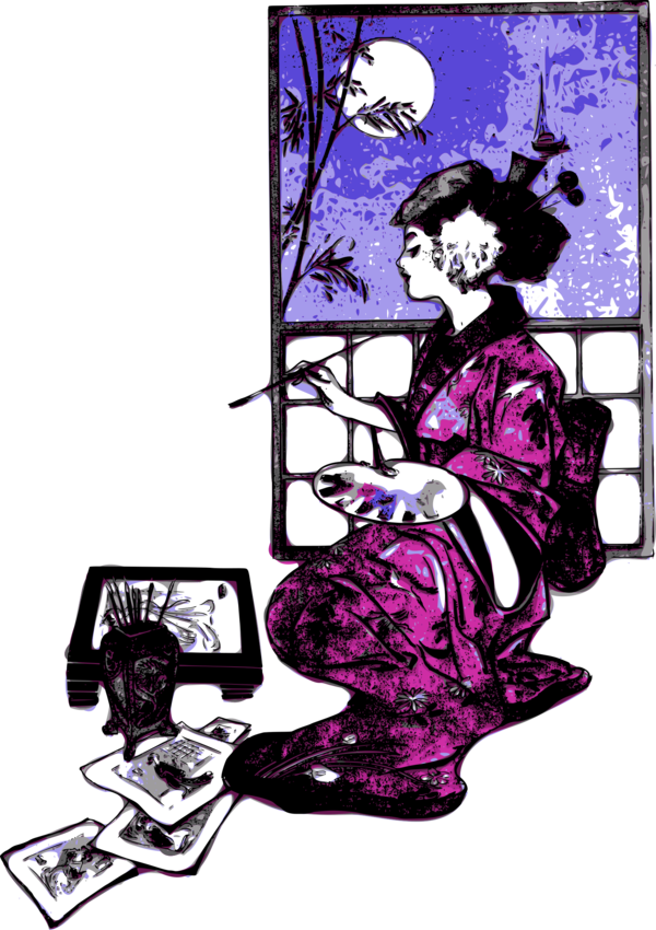 Free Painter Woman Cartoon Violet Clipart Clipart Transparent Background