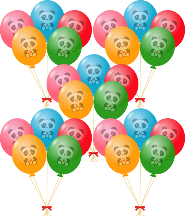 Free Panda Balloon Line Toy Clipart Clipart Transparent Background