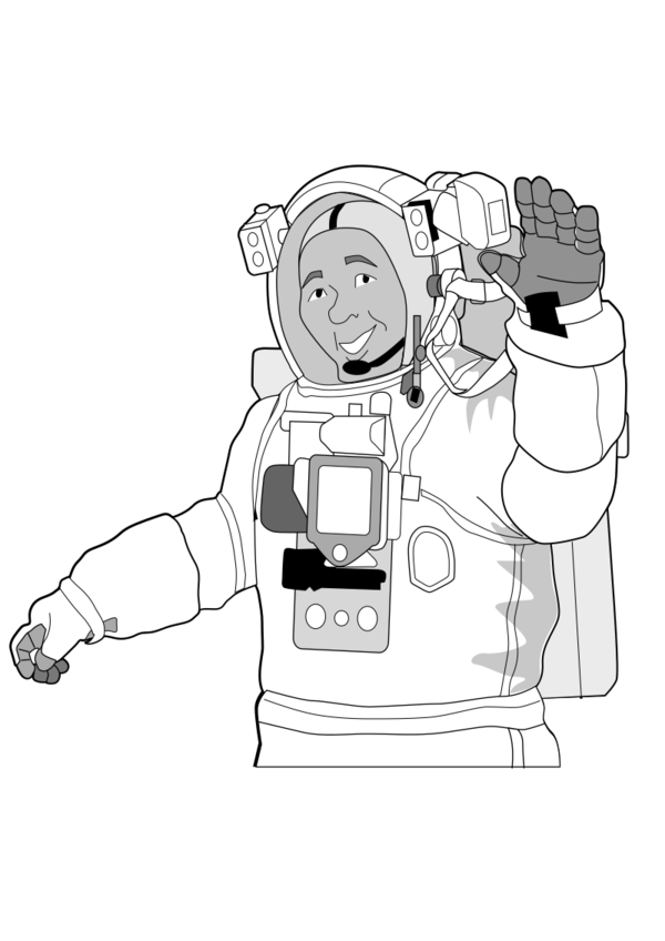 Free Astronaut Line Art Black And White Cartoon Clipart Clipart Transparent Background